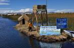 A 'portaria' das Islas Flotantes, no lago Titicaca, perto de Puno, no Peru